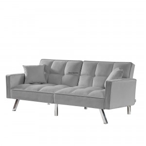 Modern Velvet Sofa Couch Bed with Armrests   F-8003