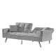 Modern Velvet Sofa Couch Bed with Armrests and 2 Pillows for Living Room and Bedroom 