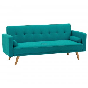 Blue Double Corner Folding Sofa Bed W/Two Throw Pillows F-8004